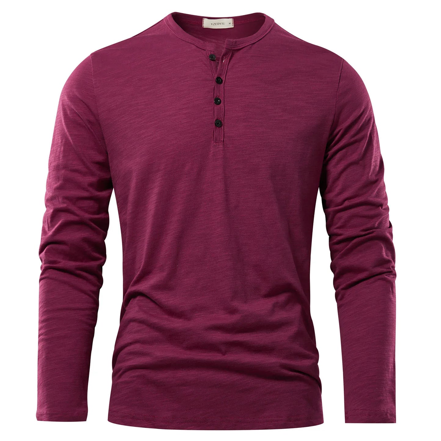 Max Men's Long-Sleeve Henley Shirt With Slub Cotton Comfort For Office And Casual Wear