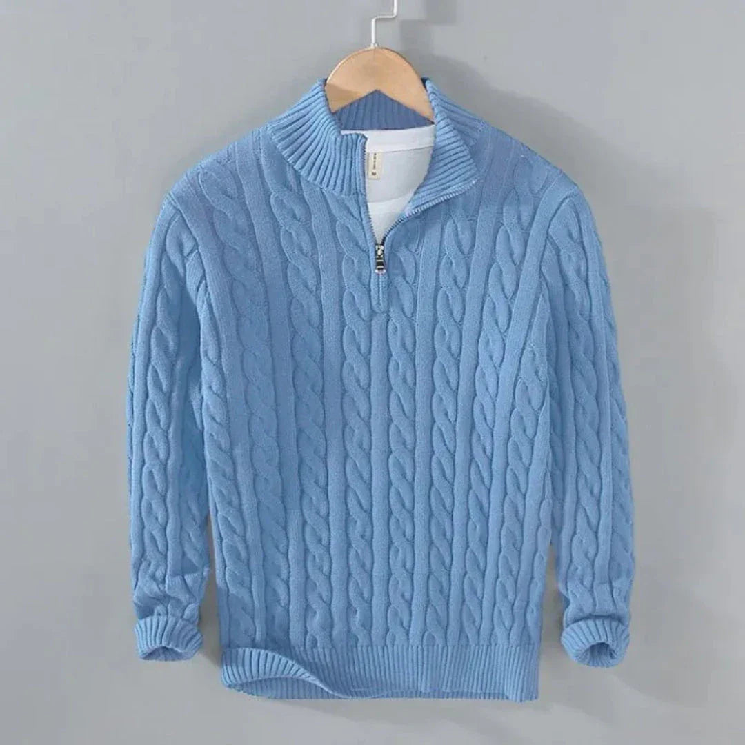 Hensley Cable Knit Half-Zip Sweater