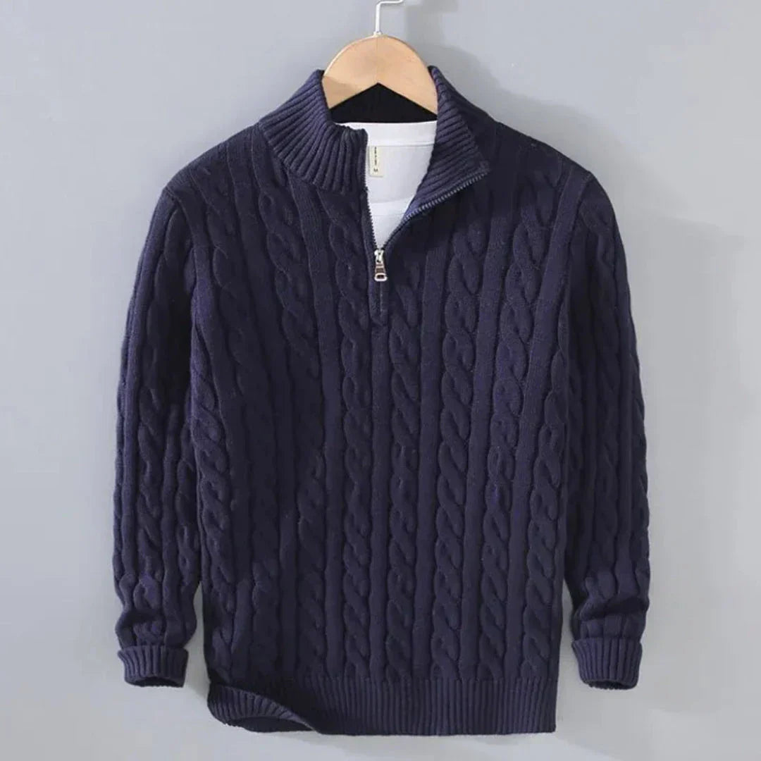 Hensley Cable Knit Half-Zip Sweater