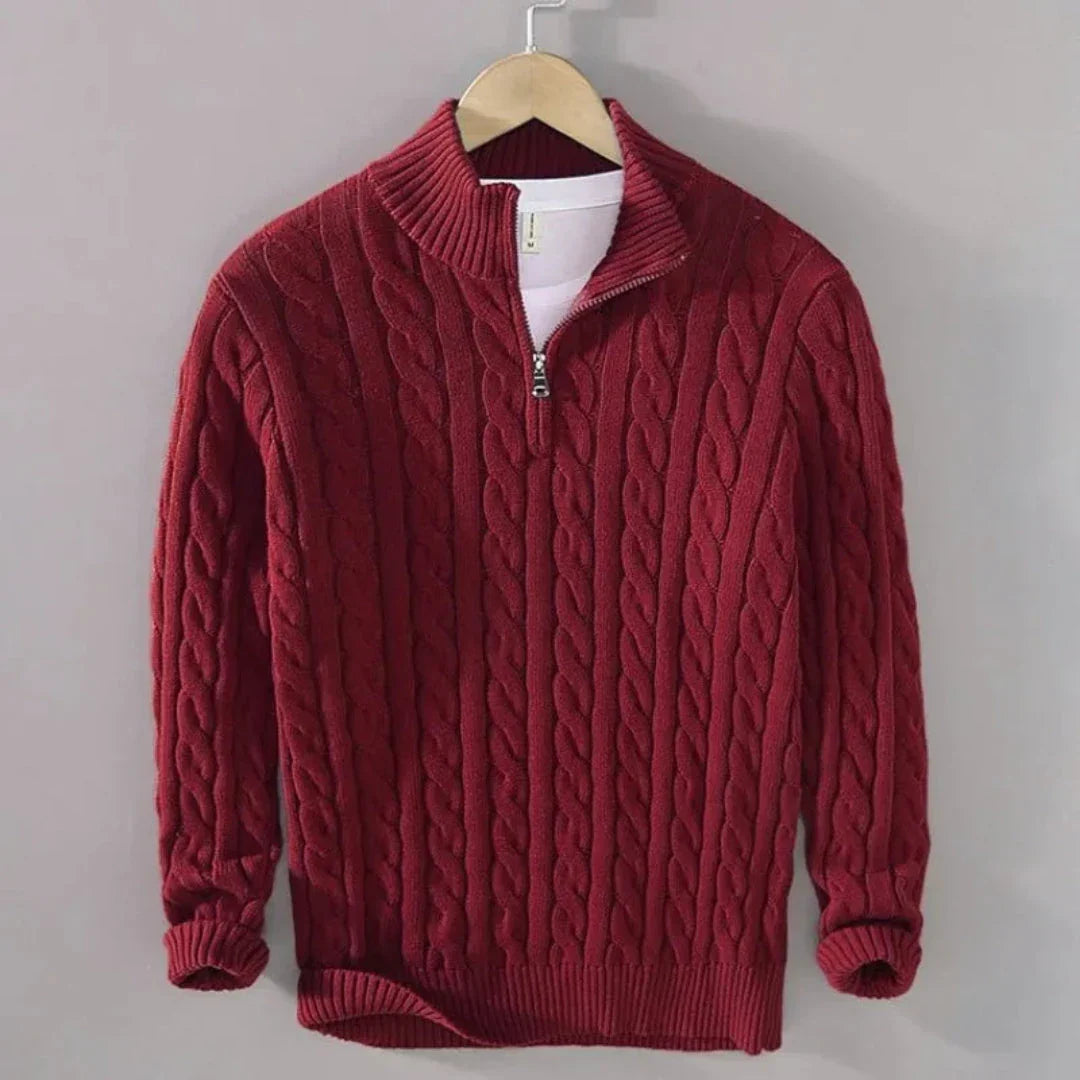 Hensley Cable Knit Half-Zip Sweater
