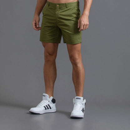 Short cotton chinos for men Mid-length Khaki