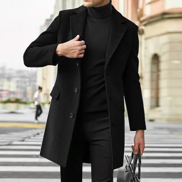 Oliver Mens Elegant Office Style Winter Coat Wool Overcoat For Modern Professional Warmth By TrendAura