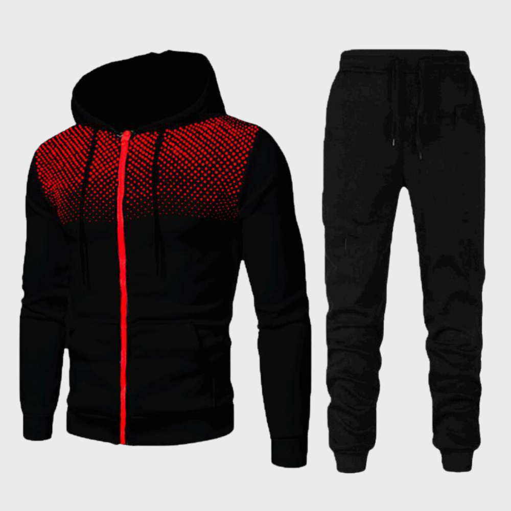 Michael Mens Casual Tracksuit Set With Hoodie Zip Up Jacket And Tapered Joggers Olive Black