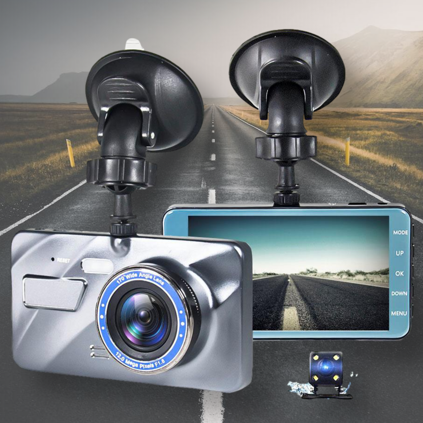 Wireless front and rear dashcam with night vision - 1080P dashboard camera for car - TrendAura