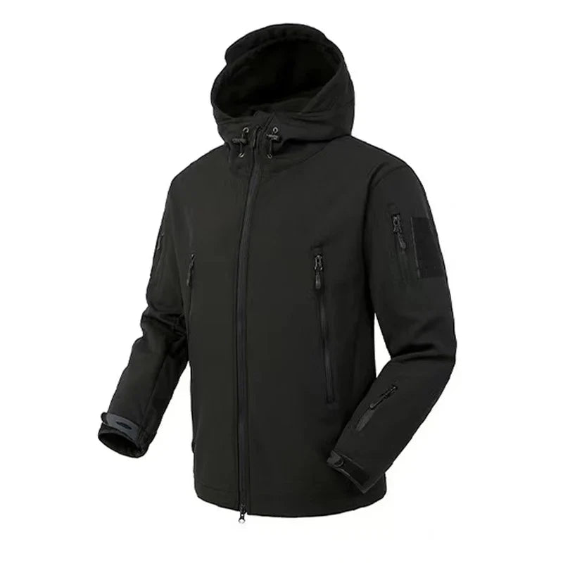Men's Waterproof Fleece Jacket With Hood for Outdoor Enthusiasts, All-Weather Softshell