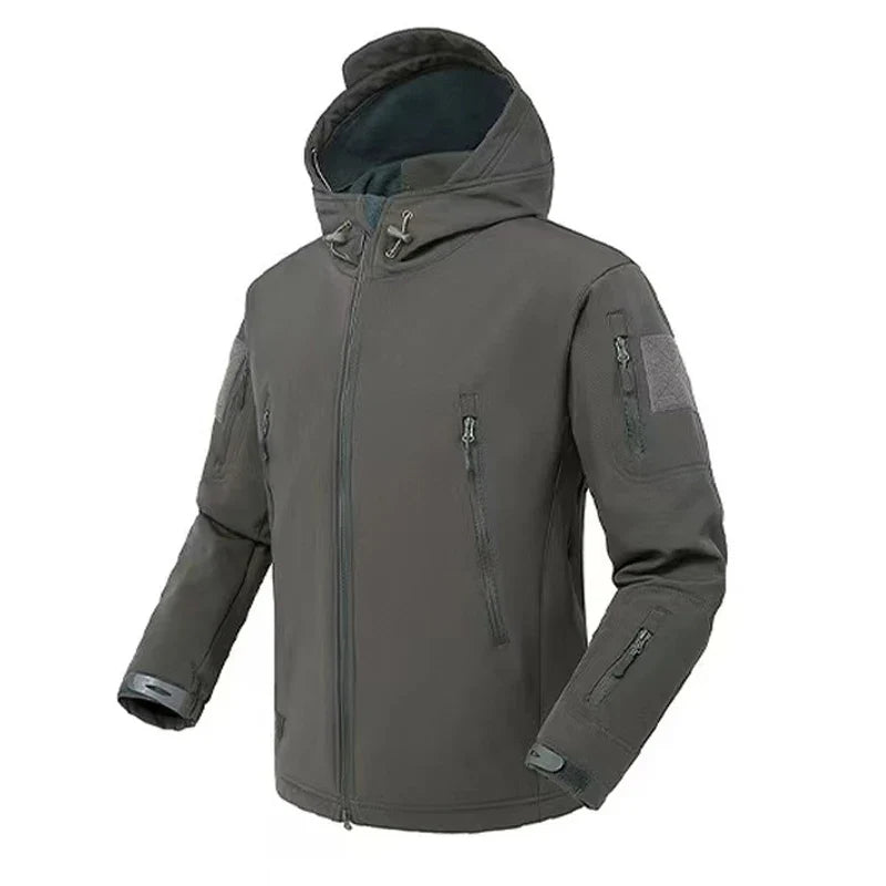 Men's Waterproof Fleece Jacket With Hood for Outdoor Enthusiasts, All-Weather Softshell