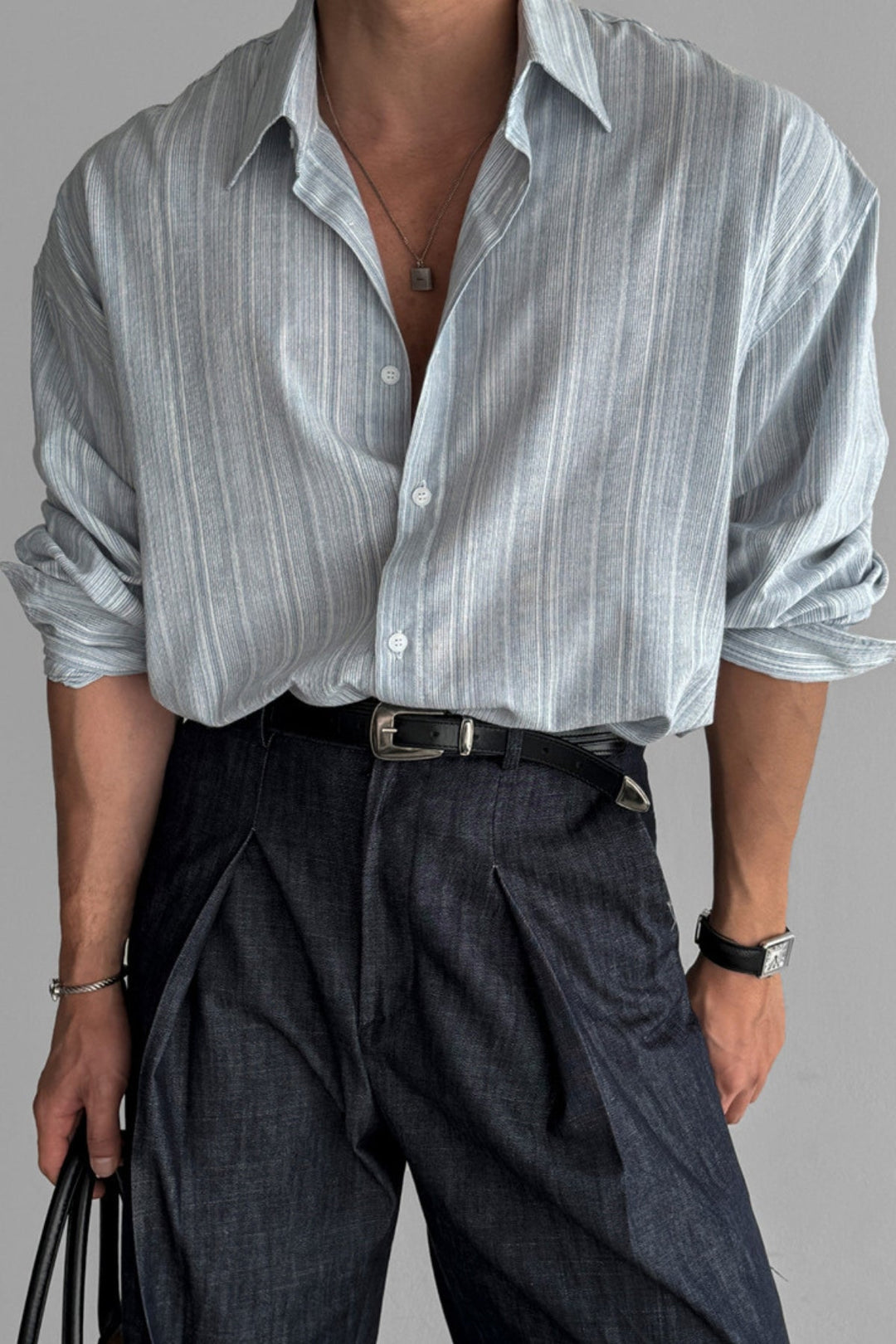 Men's Striped Linen Blend Shirt With Long Sleeves Breathable Lightweight Summer Essential For Men