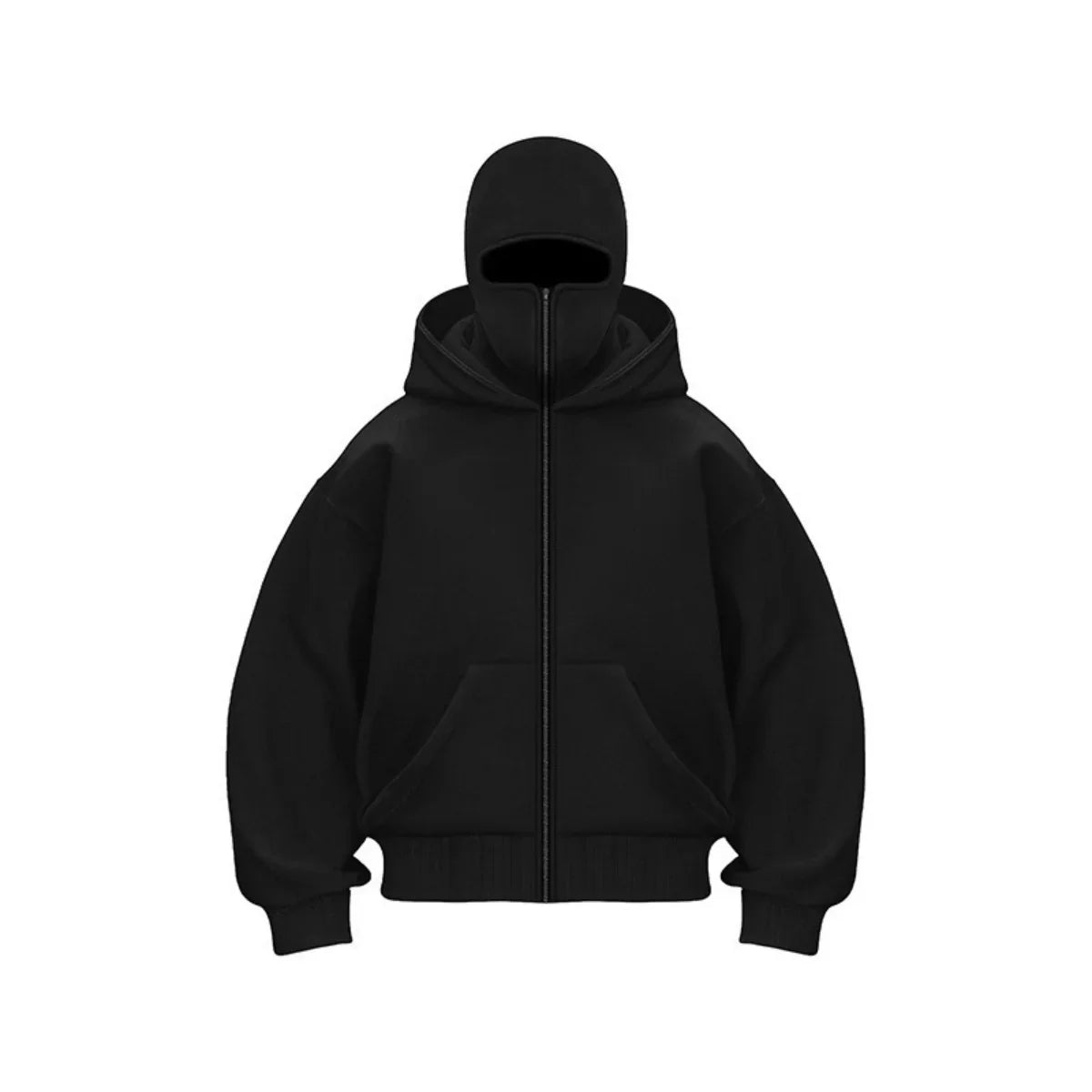Men's Balaclava Hoodie Sweatshirt With Concealed Face Mask For Streetwear Fans And Cold Weather