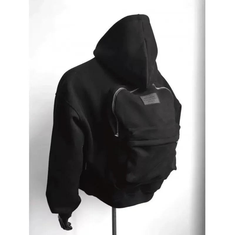 Mens Hoodie With Backpack Design Built In Pockets Practical Storage For Everyday Comfort And Style