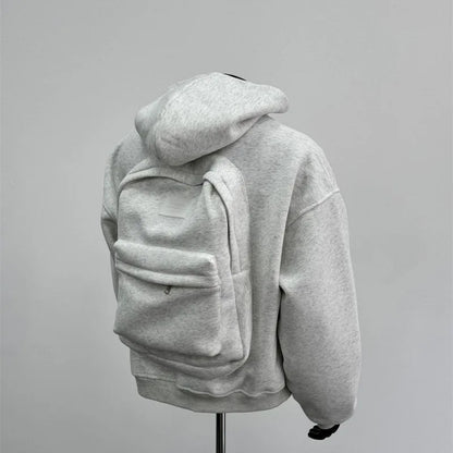 Mens Hoodie With Backpack Design Built In Pockets Practical Storage For Everyday Comfort And Style