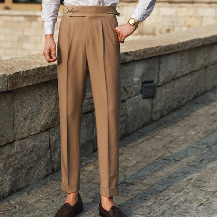 Mens Classic Double Button Trousers For Elegant Occasions Timeless Style For Modern Gentlemen