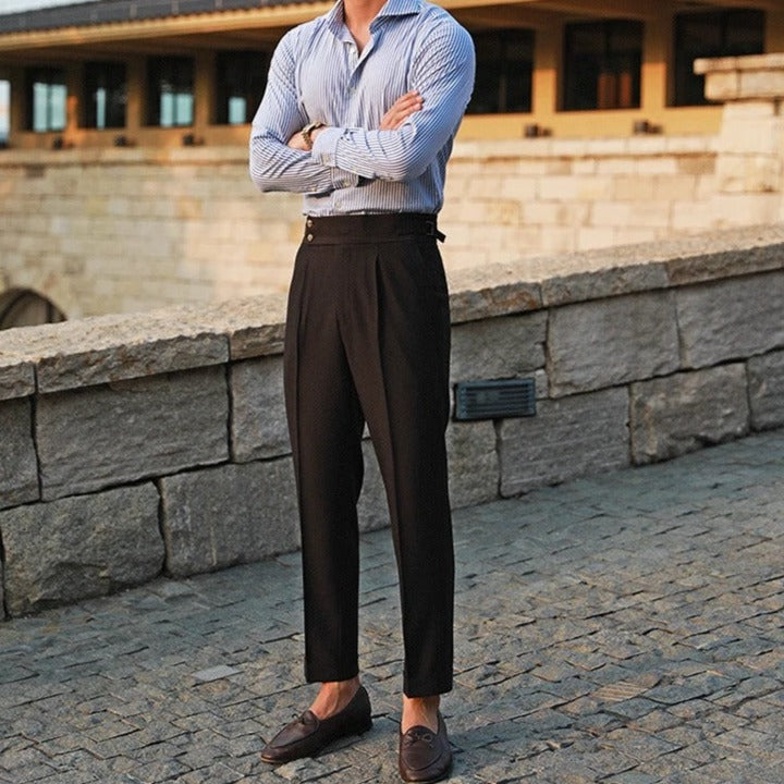 Mens Classic Double Button Trousers For Elegant Occasions Timeless Style For Modern Gentlemen