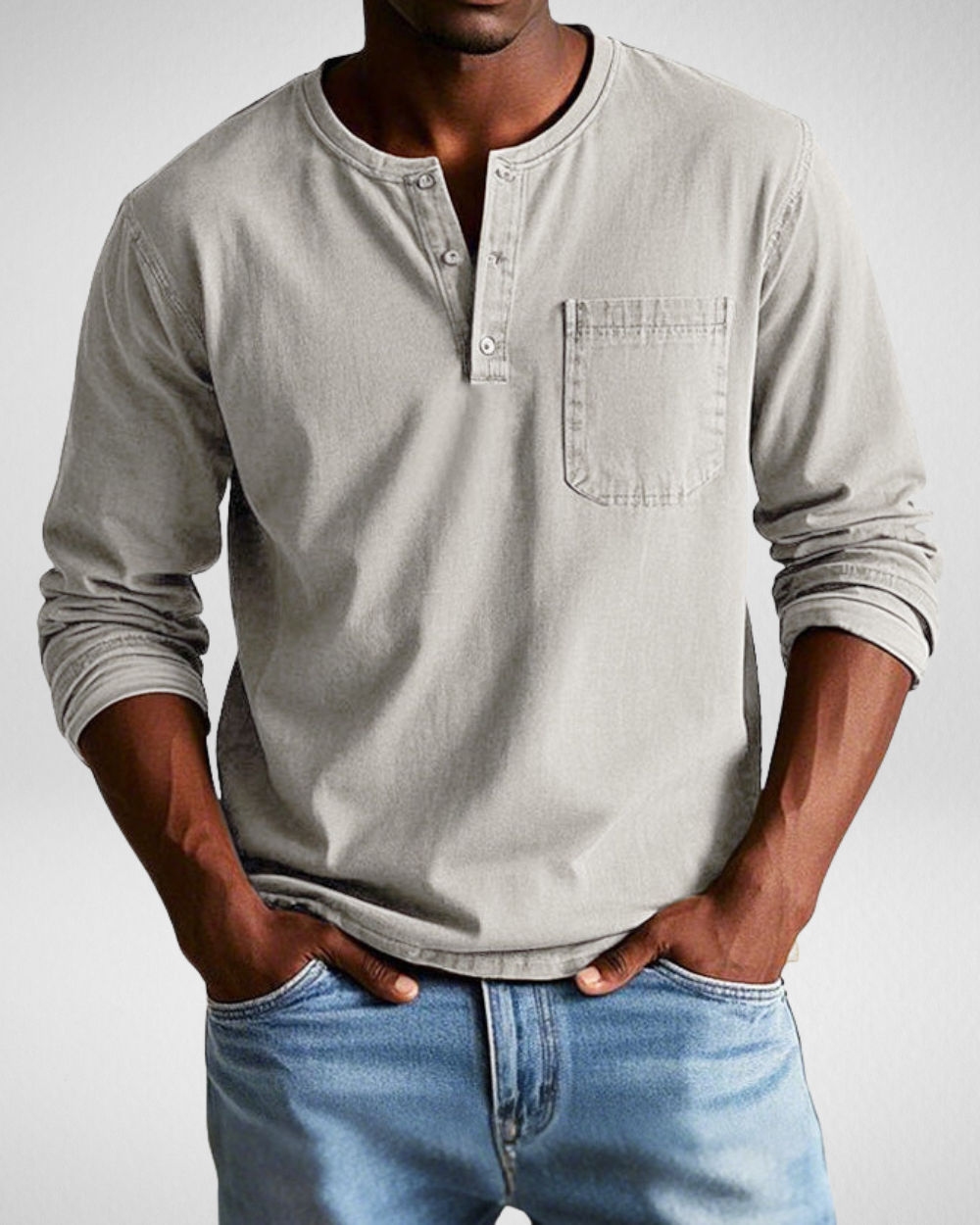 Mens Long Sleeve Henley Shirt With Chest Pocket For Everyday Casual Comfort And All Occasions Style Versatile