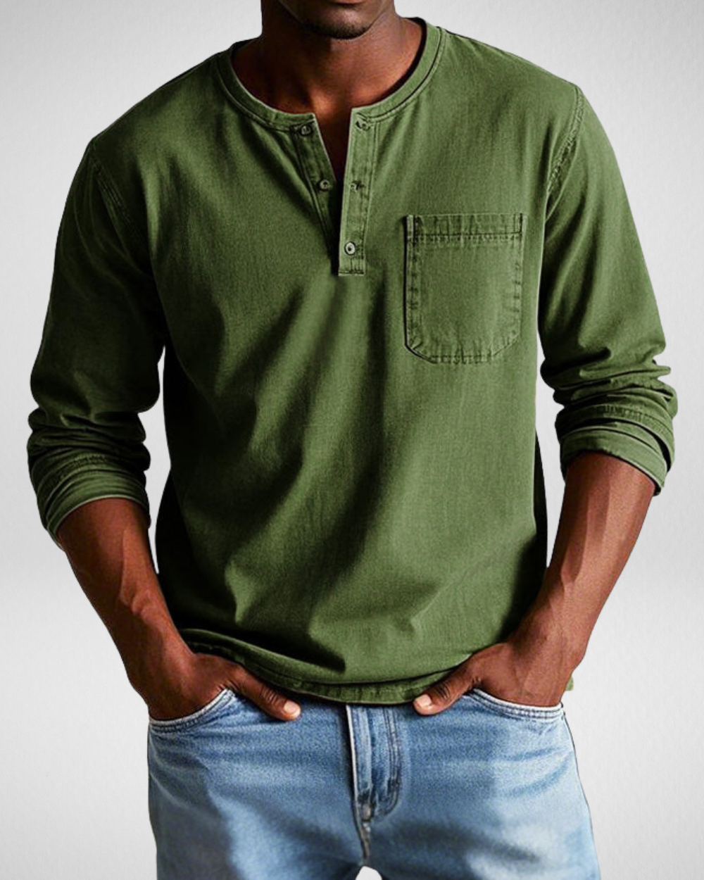 Mens Long Sleeve Henley Shirt With Chest Pocket For Everyday Casual Comfort And All Occasions Style Versatile