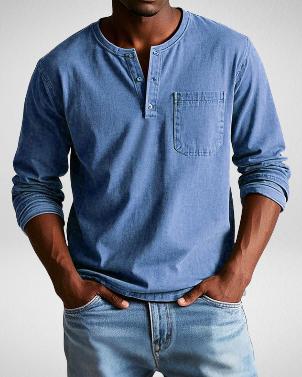 Mens Long Sleeve Henley Shirt With Chest Pocket For Everyday Casual Comfort And All Occasions Style Versatile