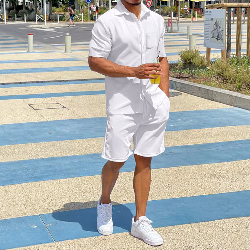 Mens Summer Jumpsuit Set With Zipper Modern Design Lightweight Breathable Comfort For Stylish Men