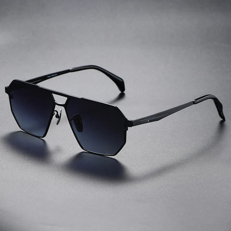 Men Titanium Polarized Sunglasses With Featherlight Frame Durable Build Pilot Style For Outdoor Enthusiasts