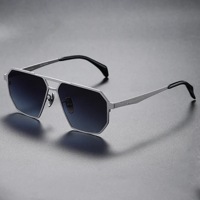 Men Titanium Polarized Sunglasses With Featherlight Frame Durable Build Pilot Style For Outdoor Enthusiasts