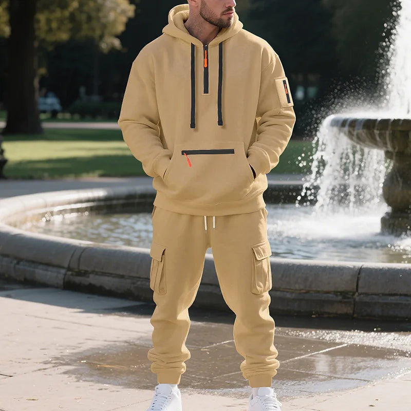 Mens Tracksuit With Zipper And Fleece Lining Premium Durable Polyester For Active Men Sports And Leisure