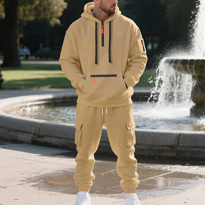 Mens Tracksuit With Zipper And Fleece Lining Premium Durable Polyester For Active Men Sports And Leisure
