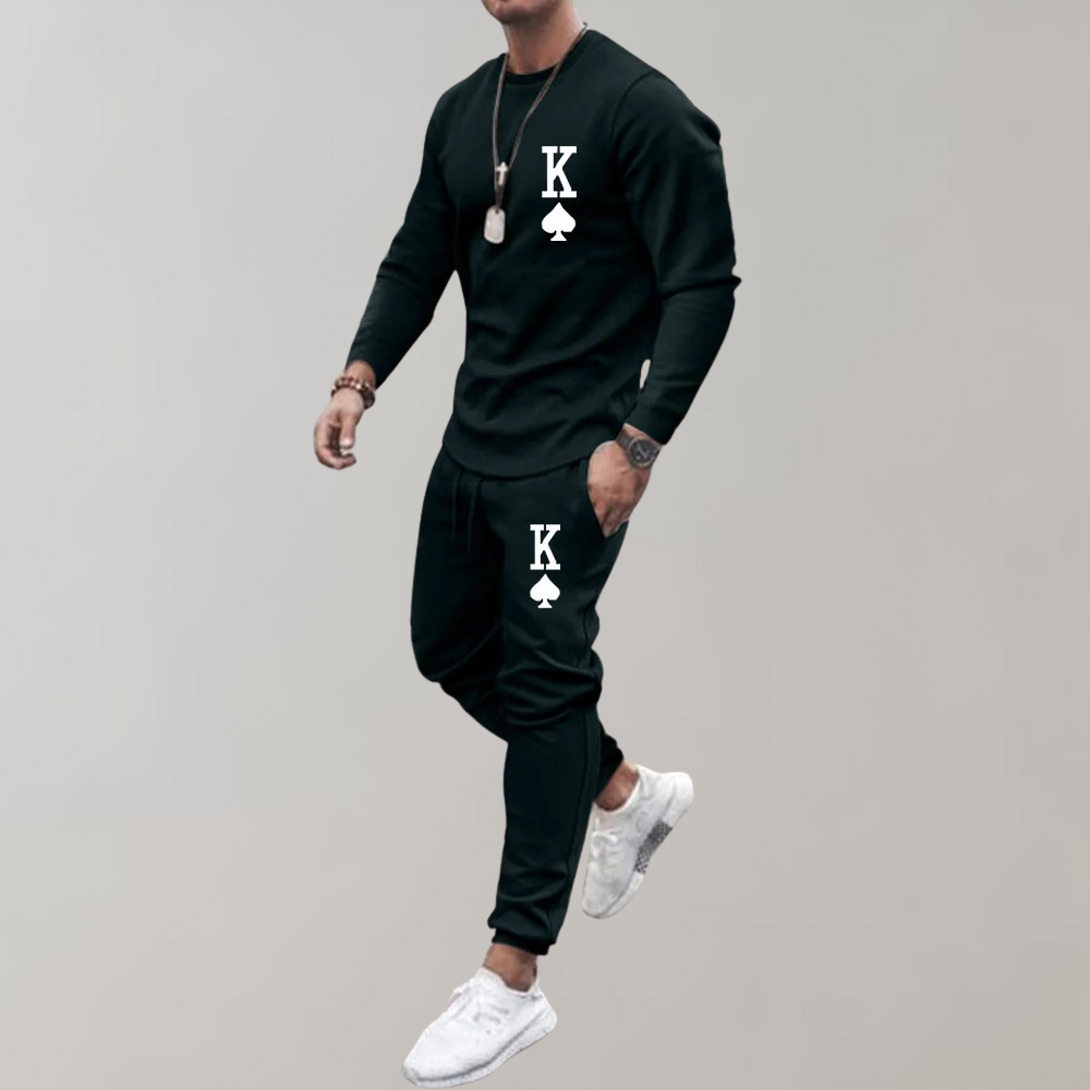 Men's Two Piece Tracksuit Set With Crew Neck Shirt And Jogging Pants For Active Athletes And Everyday Comfort
