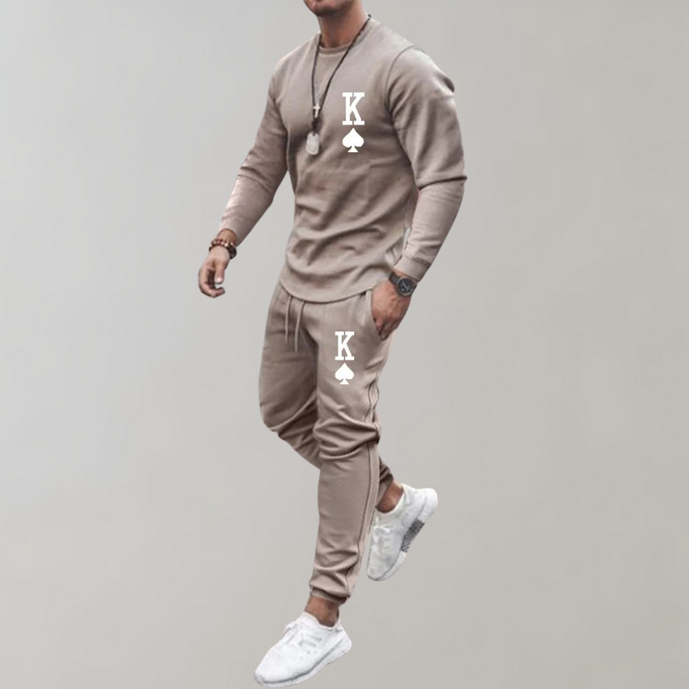 Men's Two Piece Tracksuit Set With Crew Neck Shirt And Jogging Pants For Active Athletes And Everyday Comfort