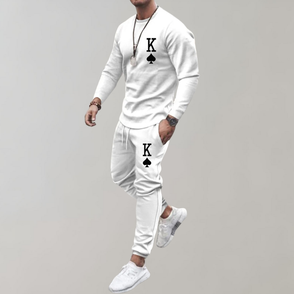 Men's Two Piece Tracksuit Set With Crew Neck Shirt And Jogging Pants For Active Athletes And Everyday Comfort