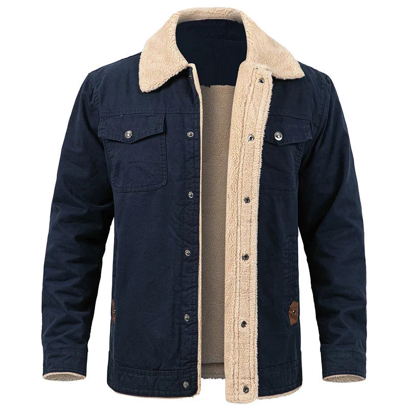 Men's Winter Jacket With Fleece Lining Windproof Cotton Comfort For Outdoor Enthusiasts