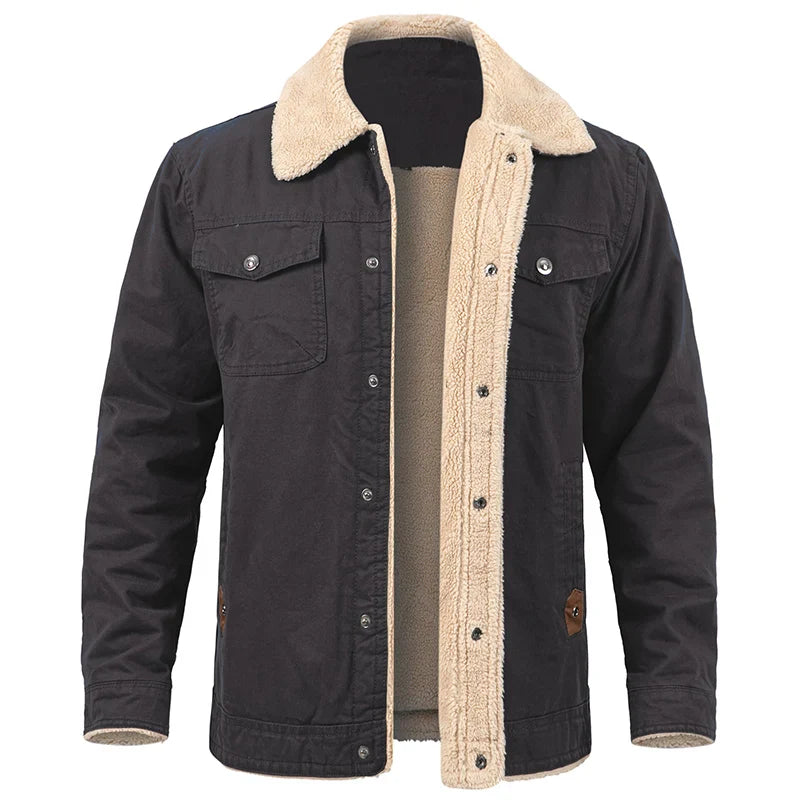 Men's Winter Jacket With Fleece Lining Windproof Cotton Comfort For Outdoor Enthusiasts