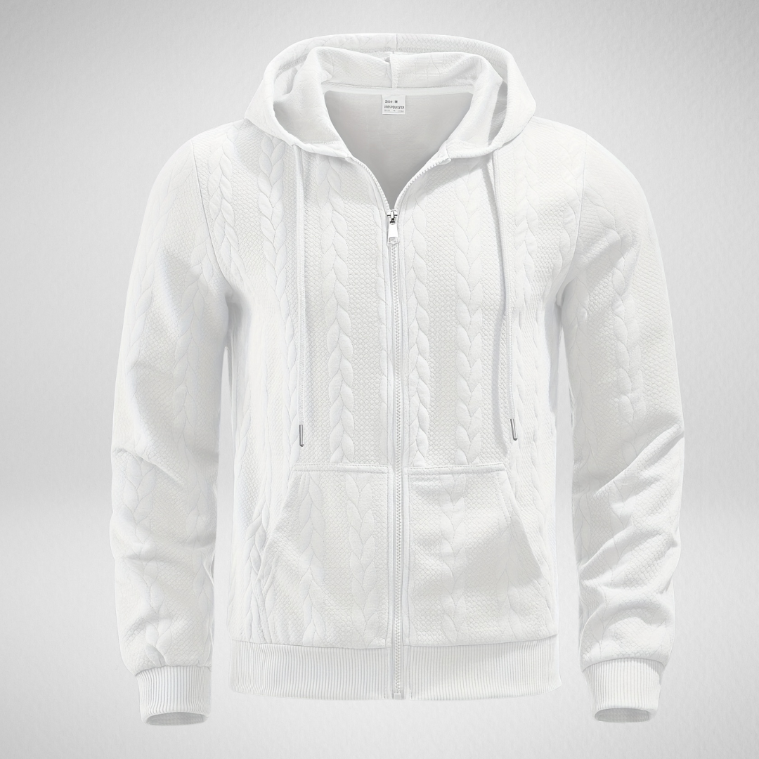 Men's Cable Knit Hoodie Cardigan Zip Up For Autumn Comfortable Casual Style With Pockets