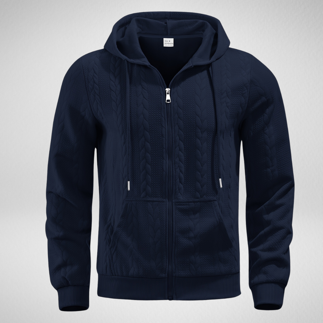 Men's Cable Knit Hoodie Cardigan Zip Up For Autumn Comfortable Casual Style With Pockets