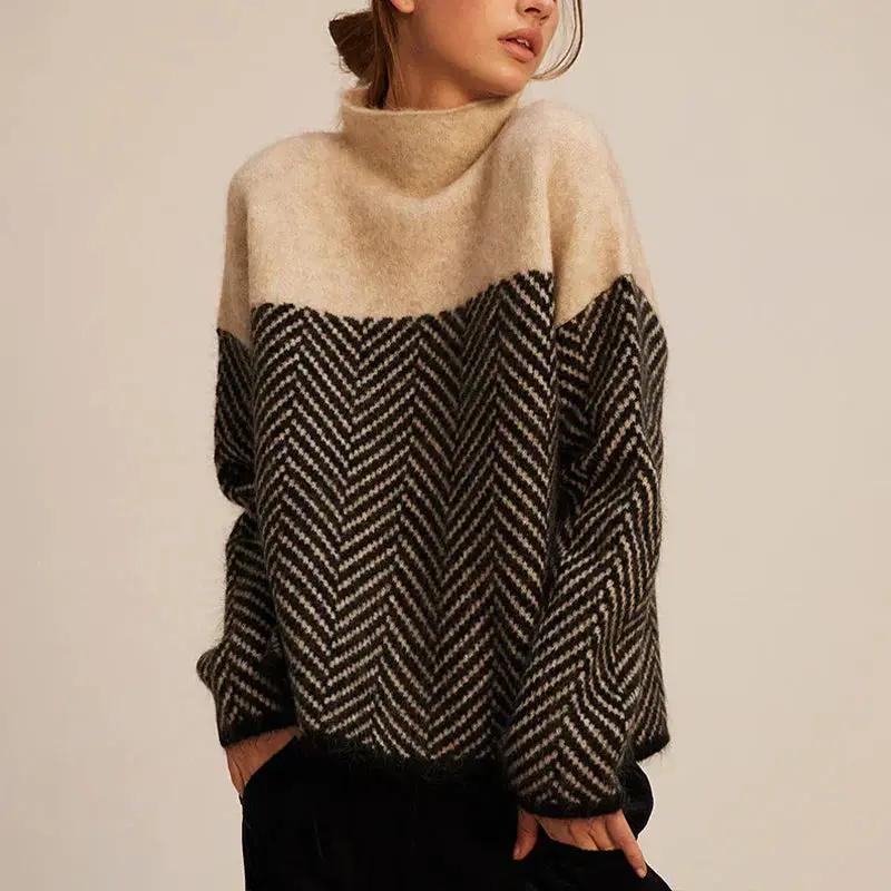 Herringbone Oversized Sweater for Women – Cozy & Stylish Layering