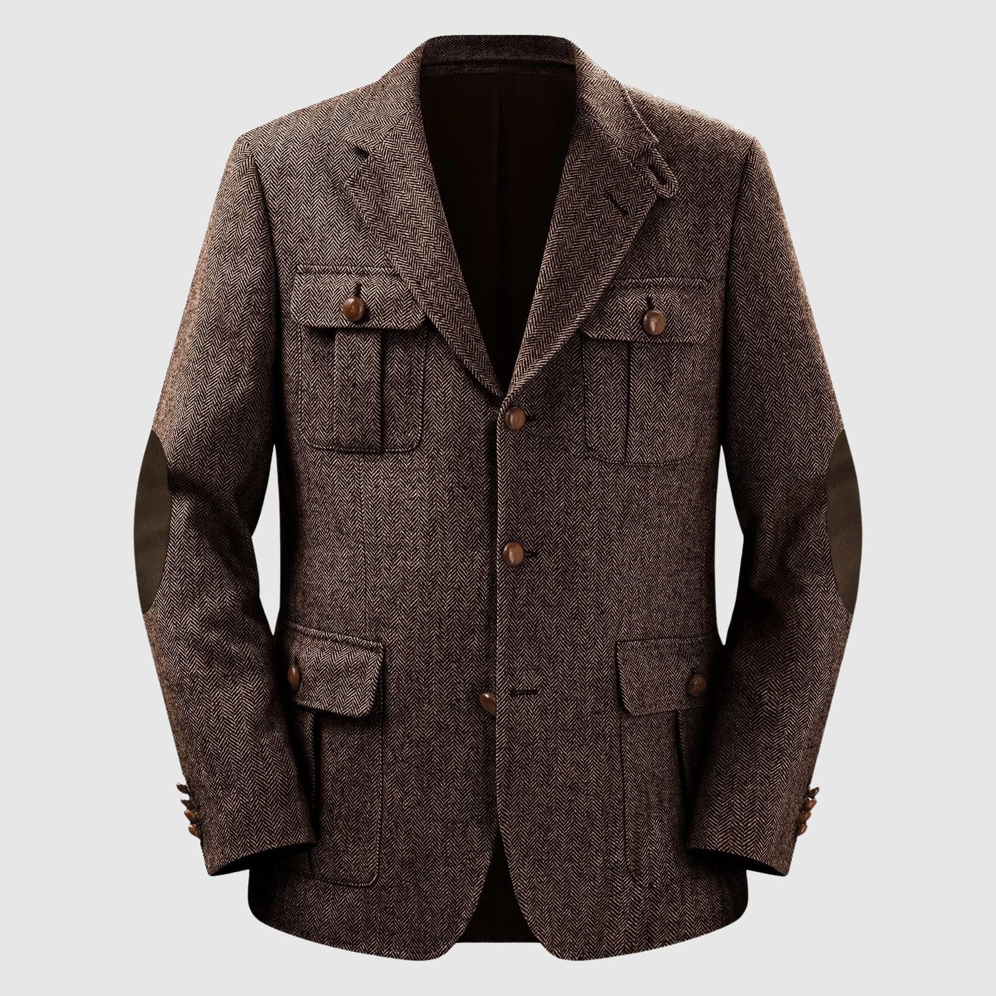 TrendAura Herringbone Patch Pocket Tailored Men's Blazer For Autumn Winter Weddings