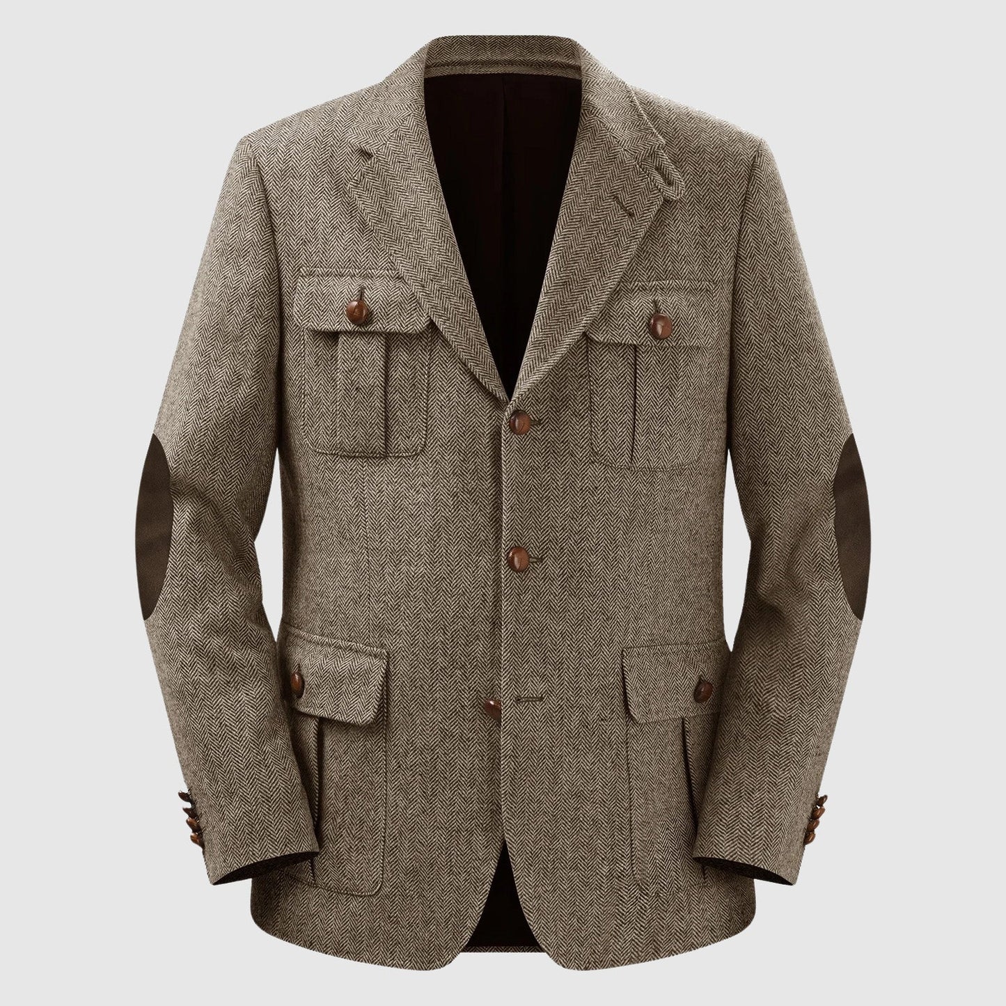 TrendAura Herringbone Patch Pocket Tailored Men's Blazer For Autumn Winter Weddings