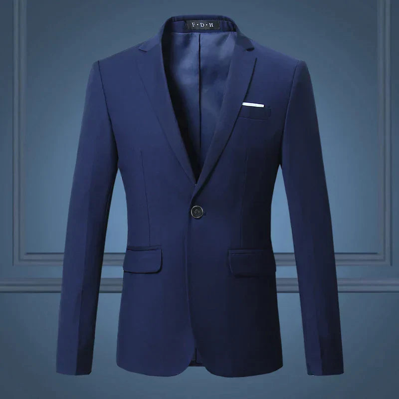 Mens Tailored Fit Single Button Blazer With Notch Lapel Classic Design For Elegant Smart Casual
