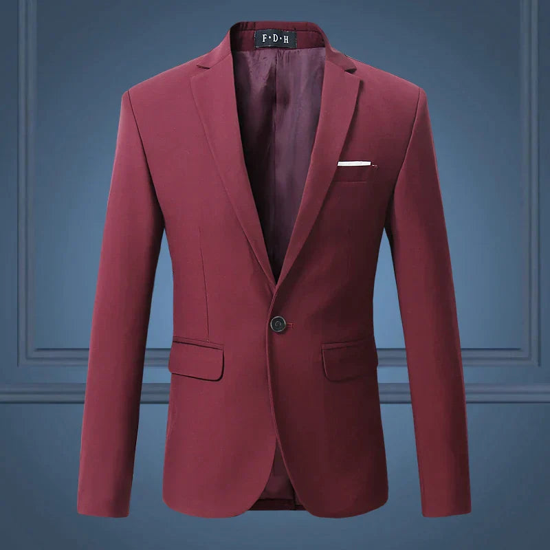 Mens Tailored Fit Single Button Blazer With Notch Lapel Classic Design For Elegant Smart Casual