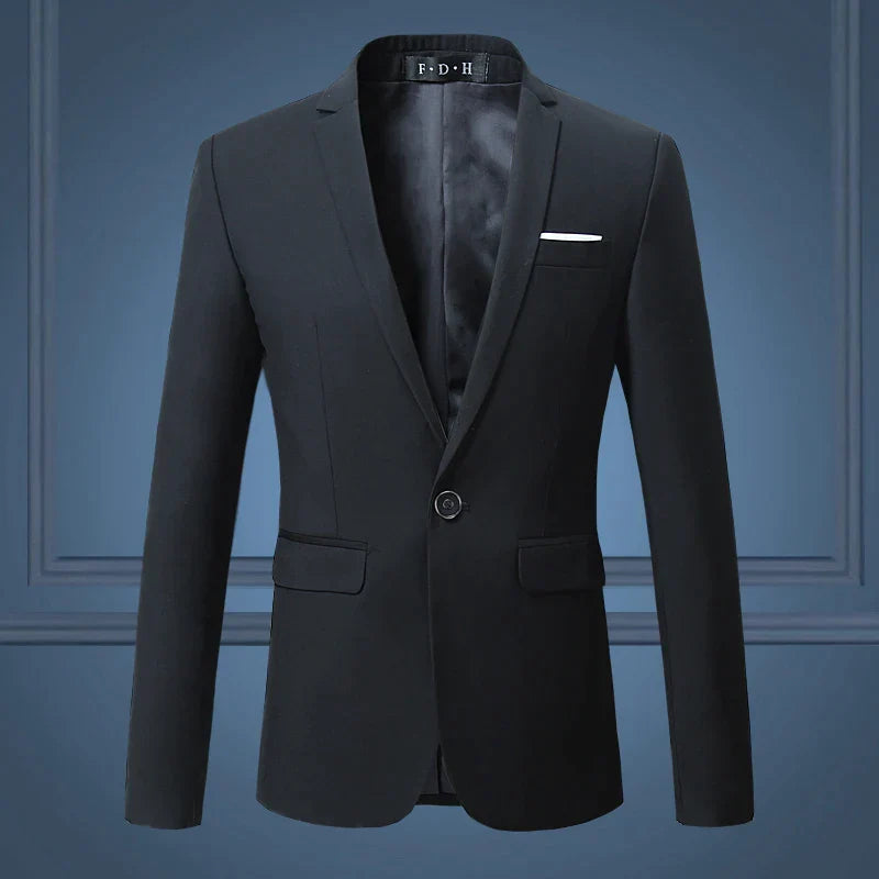 Mens Tailored Fit Single Button Blazer With Notch Lapel Classic Design For Elegant Smart Casual