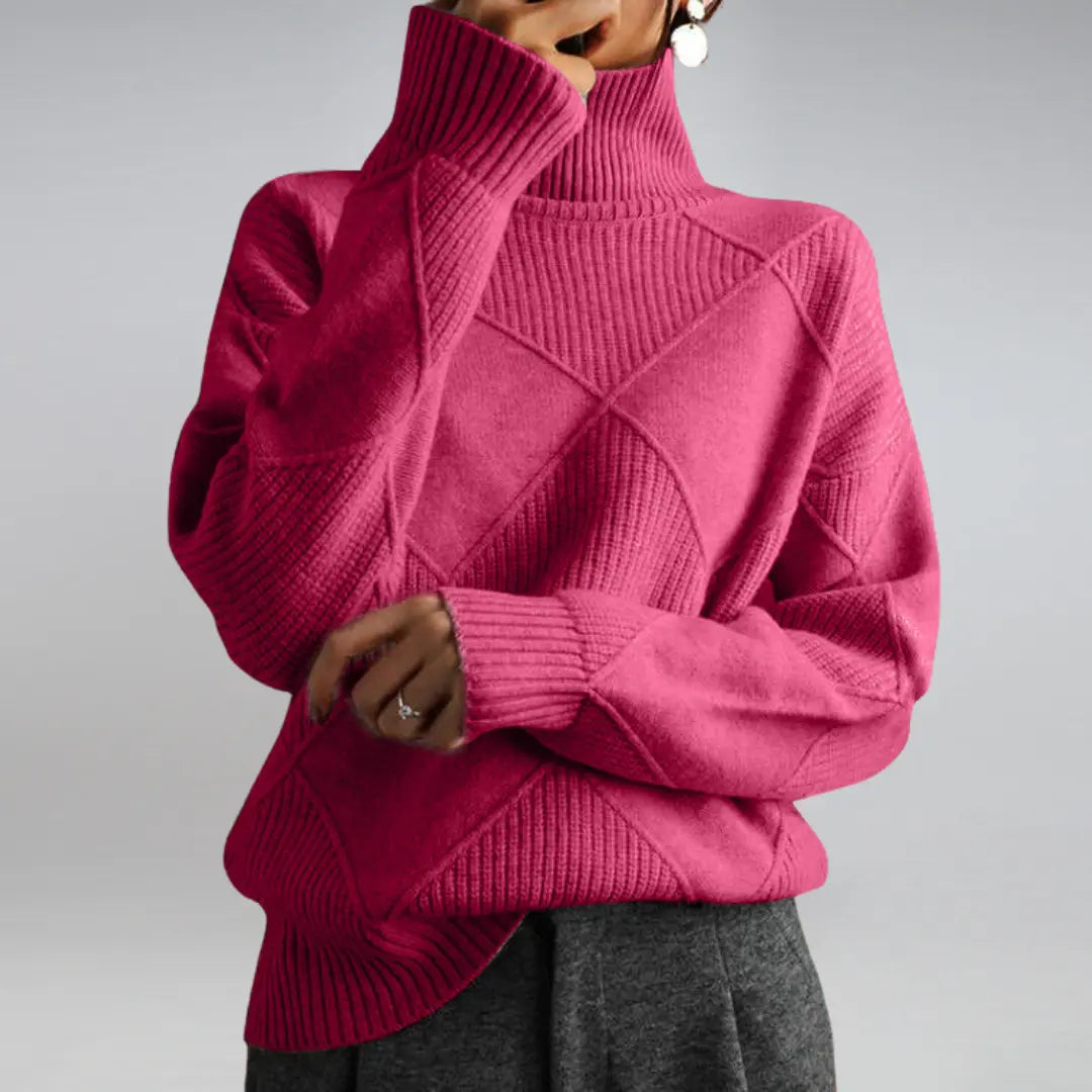 High Neck Turtleneck Sweater for Women – Cozy Oversized Style