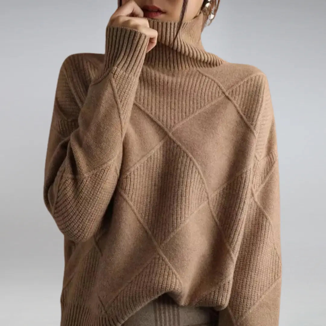 High Neck Turtleneck Sweater for Women – Cozy Oversized Style