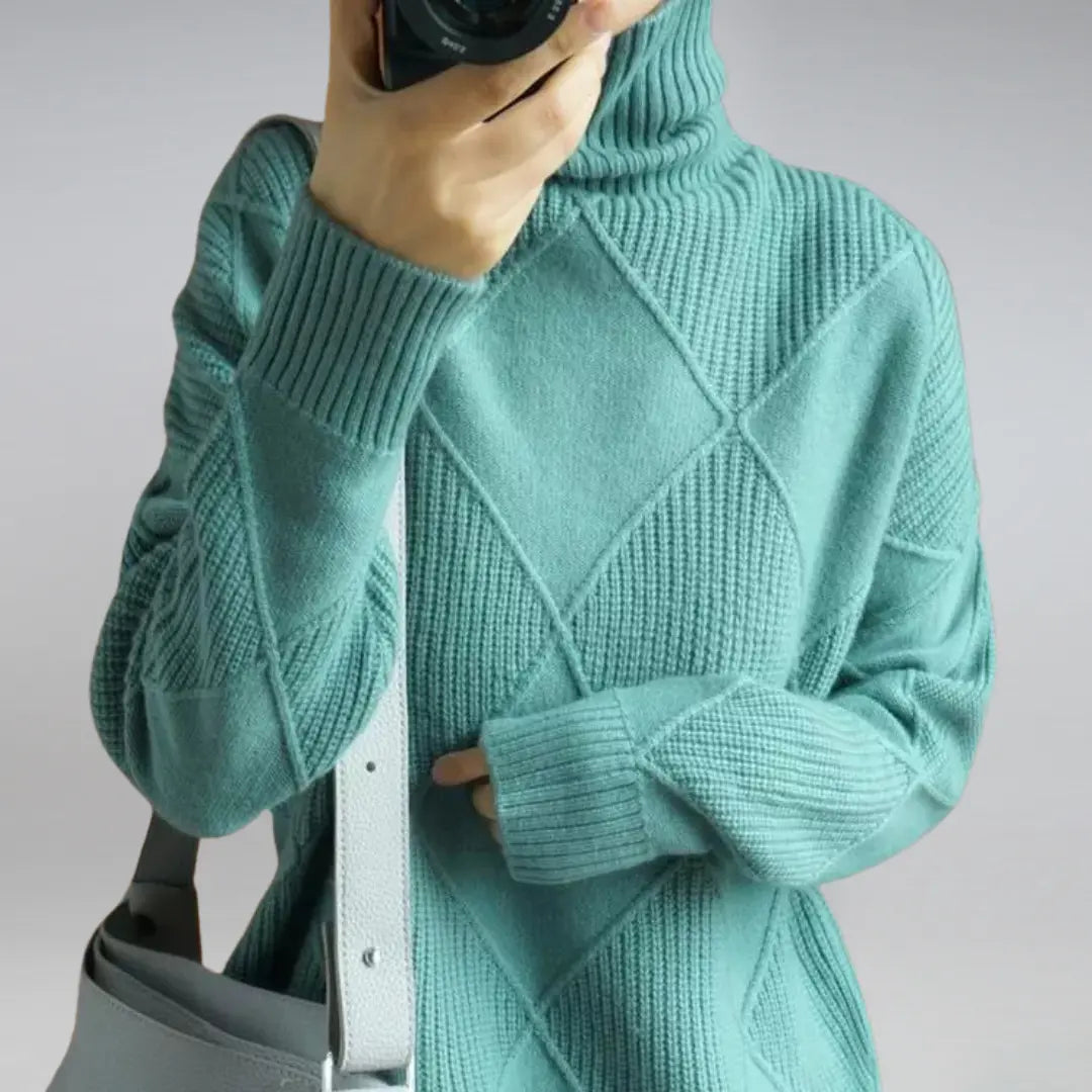 High Neck Turtleneck Sweater for Women – Cozy Oversized Style