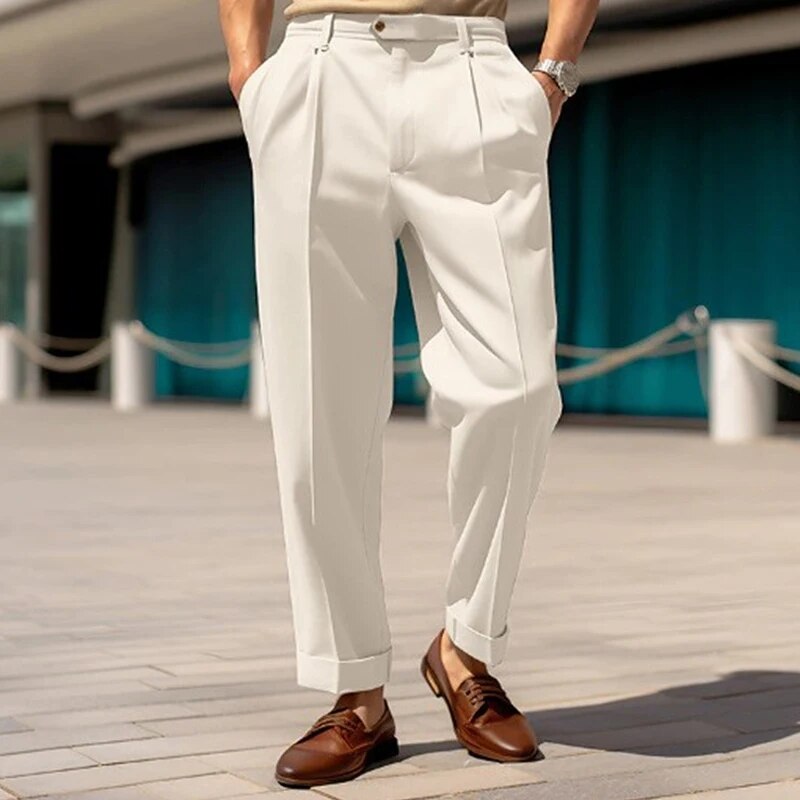 High-waisted business trousers for men