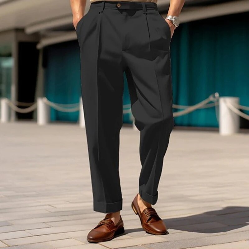 High-waisted business trousers for men
