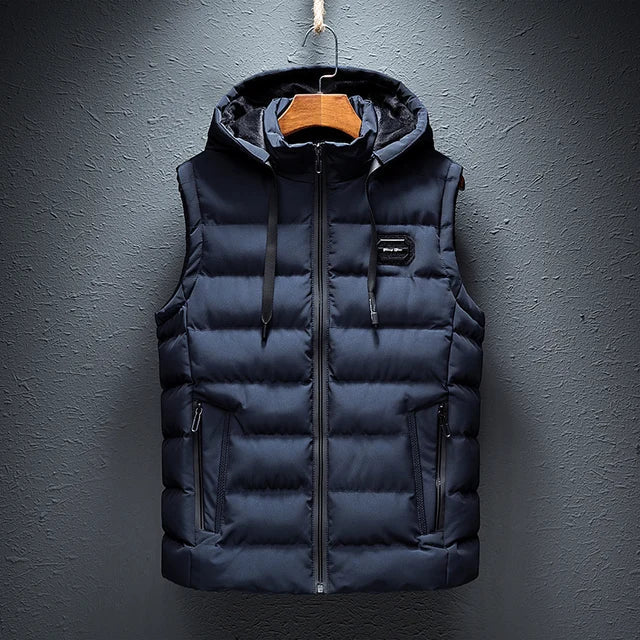 Mens Hooded Vest Quilted Puffer For Men Regular Fit Detachable Hood With Zipper Pockets Ideal For Layering Outdoors