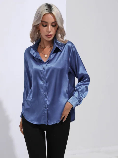 Ninga Satin Blouse For Women Elegant Comfort Modern Chic Statement Top Perfect For Work And Evening