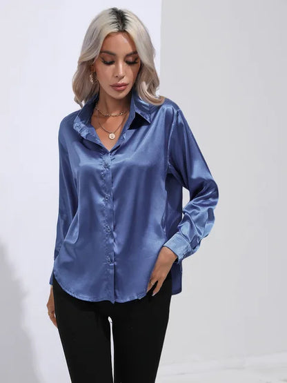 Ninga Satin Blouse For Women Elegant Comfort Modern Chic Statement Top Perfect For Work And Evening