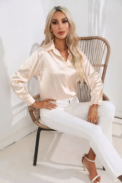 Ninga Satin Blouse For Women Elegant Comfort Modern Chic Statement Top Perfect For Work And Evening
