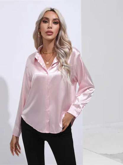 Ninga Satin Blouse For Women Elegant Comfort Modern Chic Statement Top Perfect For Work And Evening