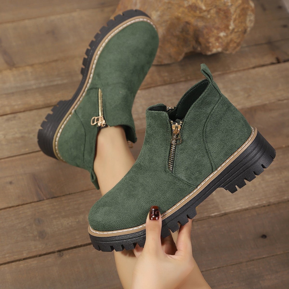 Womens Arch Support Ankle Boots Cozy Side Zip Comfort