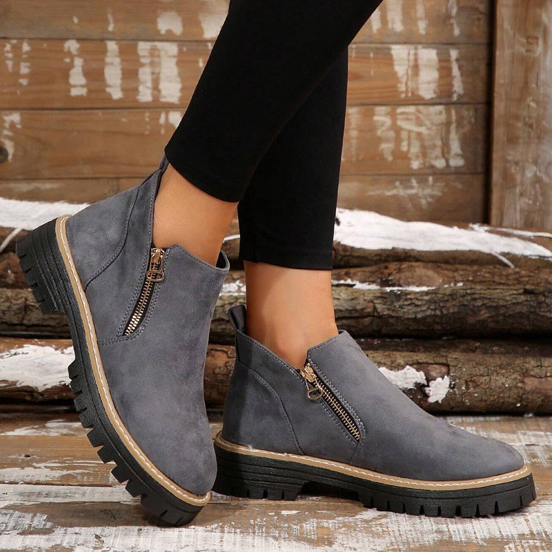 Womens Arch Support Ankle Boots Cozy Side Zip Comfort