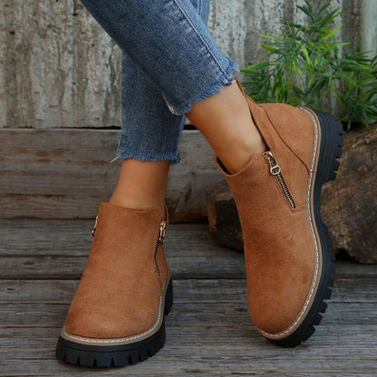 Womens Arch Support Ankle Boots Cozy Side Zip Comfort